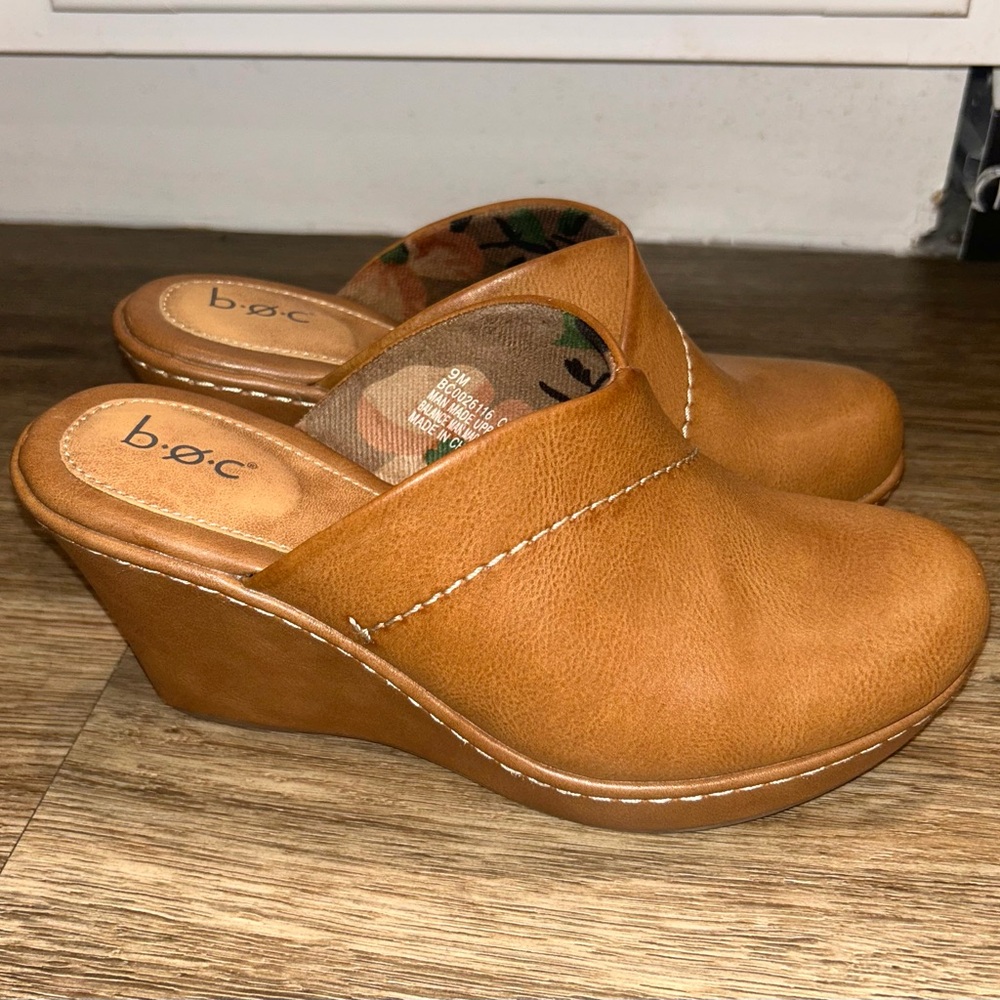 BOC Tan Mules with Wedge Heel